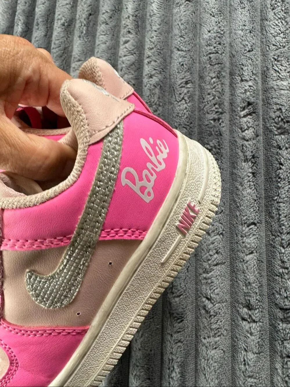 Nike Girls Air Force 1 Barbie Edition Pink Sneakers Size 12